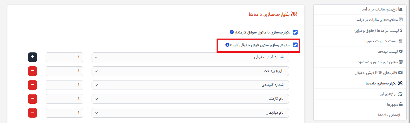 تنظیمات یکپارچهسازی دادهها در حقوق و دستمزد منابع انسانی