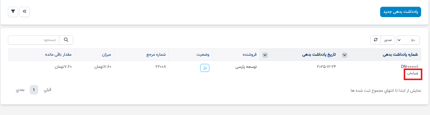 یادداشت بدهی